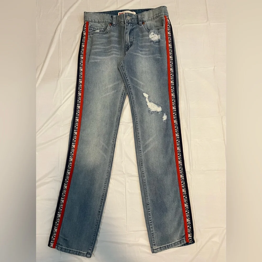 Levi's 511 Slim teens Blue Jeans Size 16R W28 L28 Ribbon Side Detail